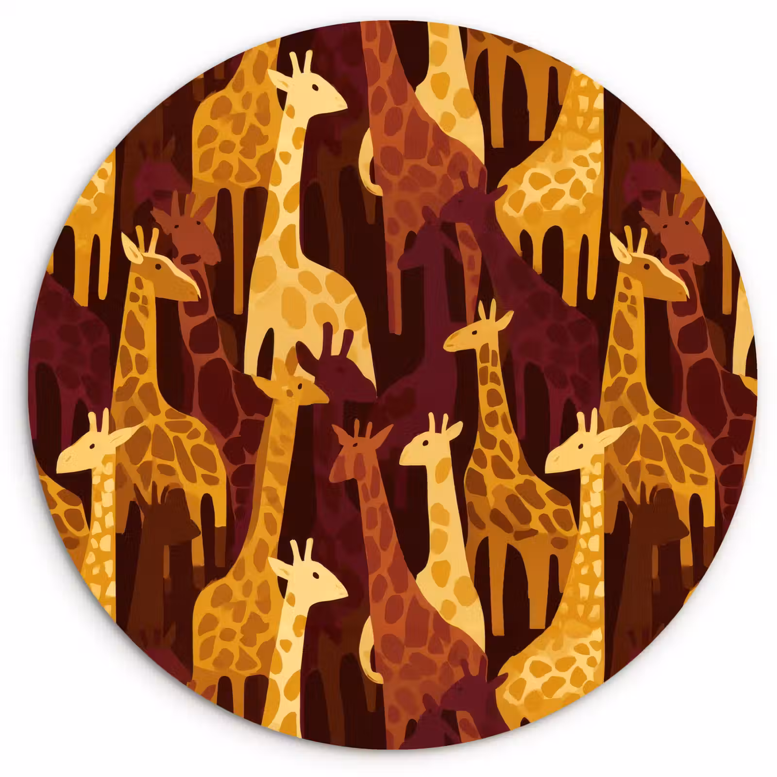 Wandcirkel - Glas - Bruin - Giraffen - Safari - Patroon — 1