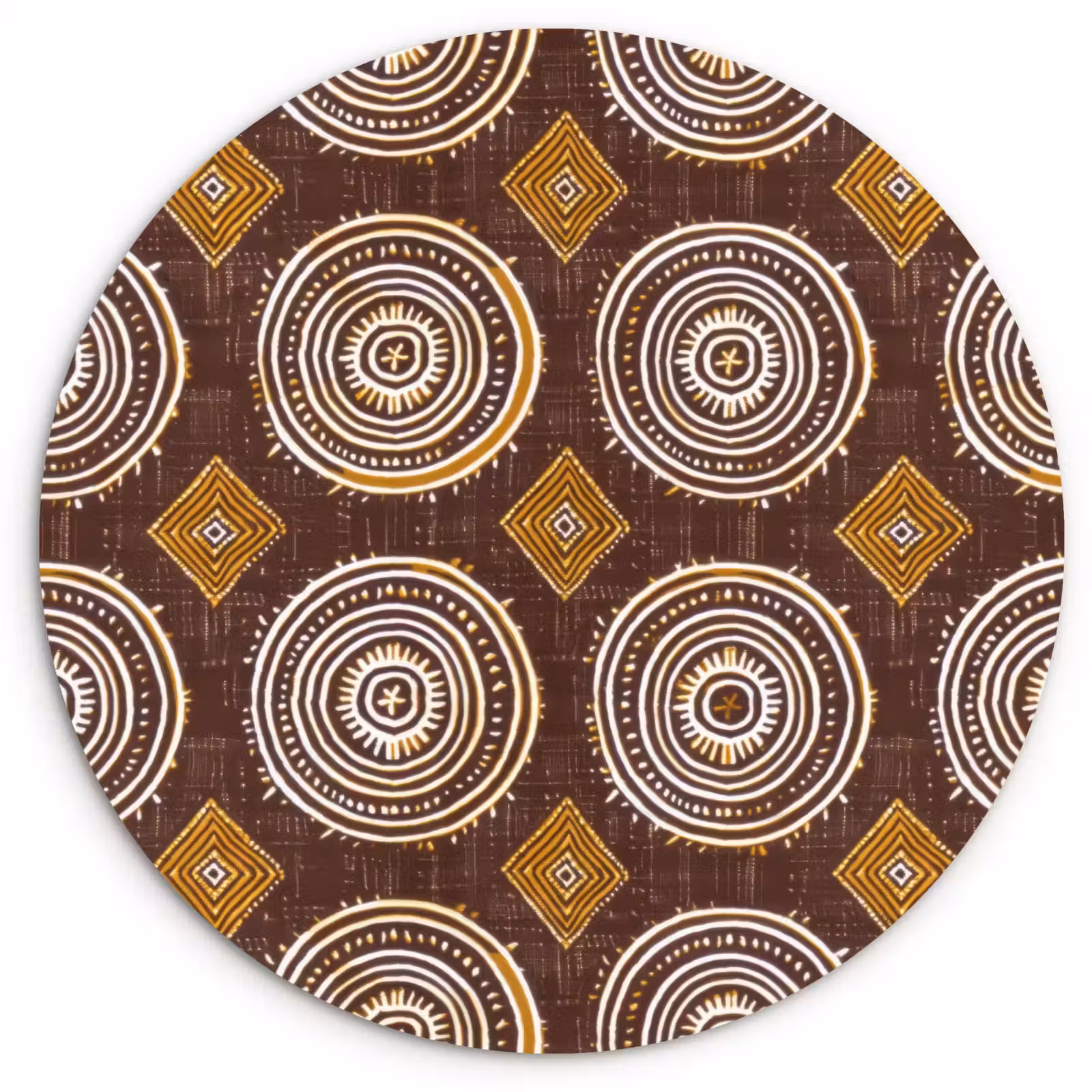 Wandcirkel - Glas - Chocoladebruin - Etnisch - Tribaal - Cirkels - Patroon — 1
