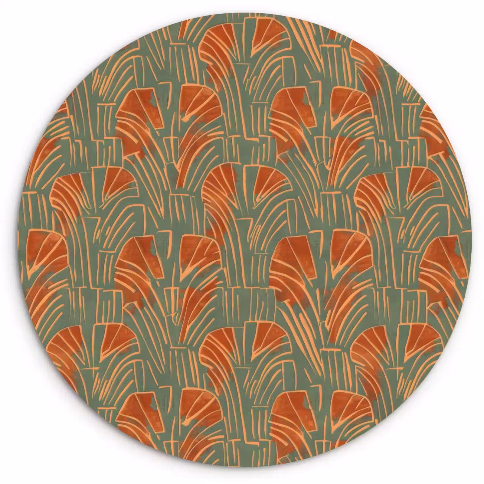 Wandcirkel - Glas - Groen - Terracotta - Deco - Waaiers — 1