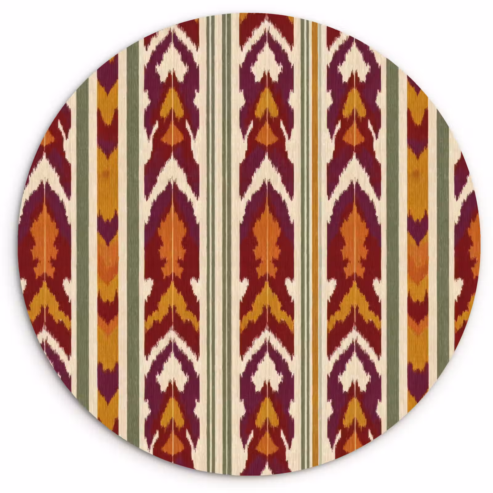Wandcirkel - Glas - Ikat - Bordeauxrood - Etnisch - Patroon — 1