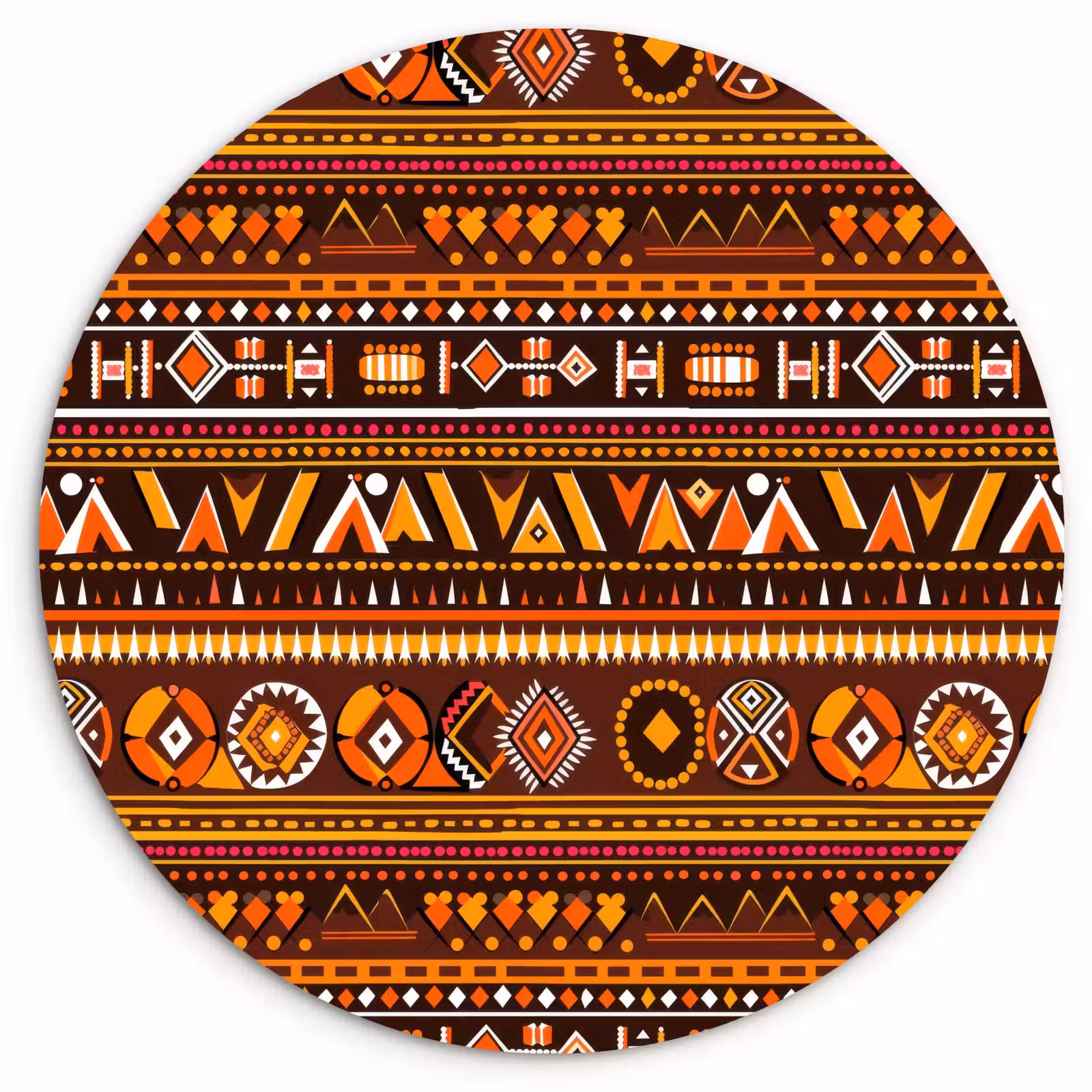 Wandcirkel - Glas - Oranje - Etnisch - Tribaal - Geometrisch - Patroon — 1