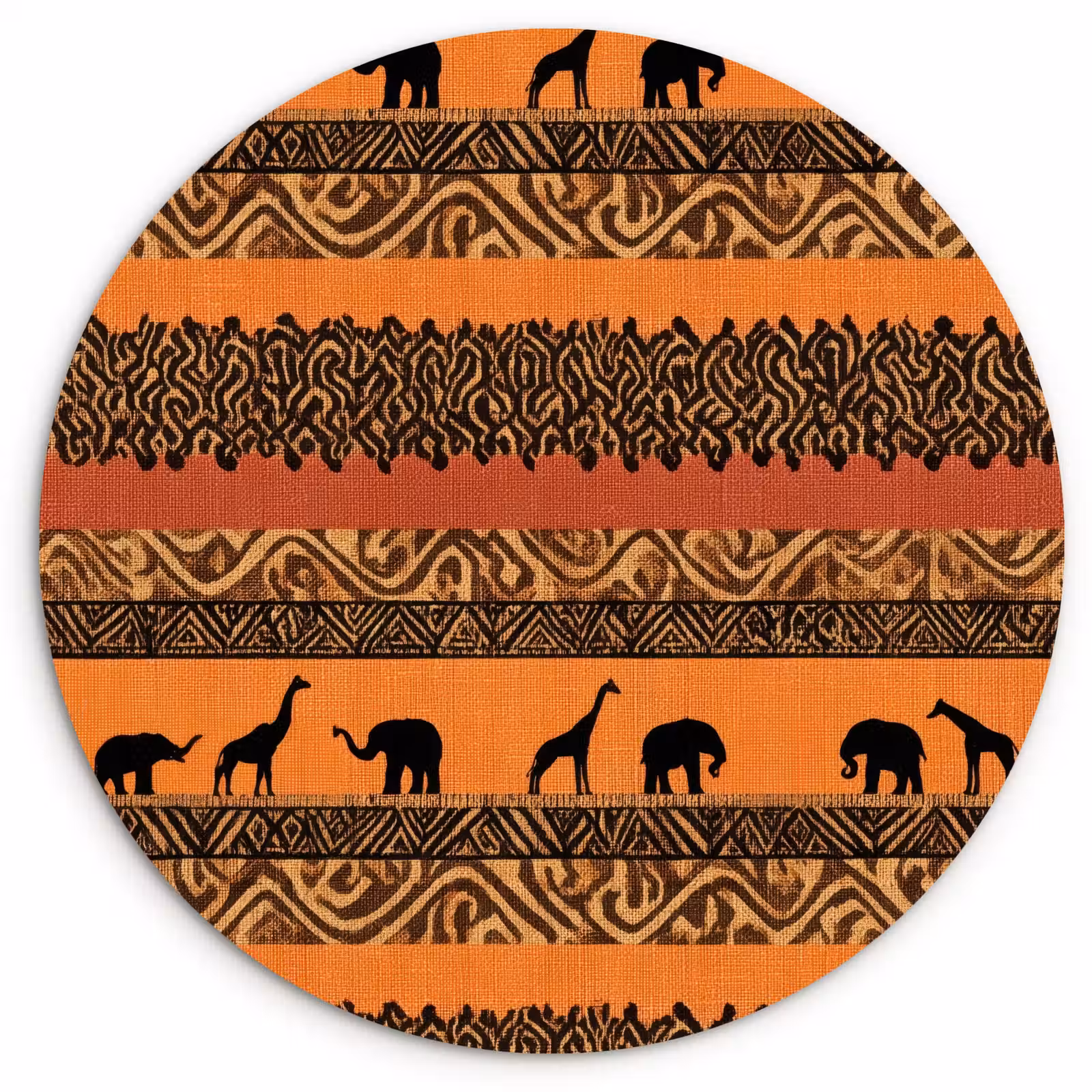 Wandcirkel - Glas - Oranje - Safari - Afrikaans - Dieren - Patroon — 1