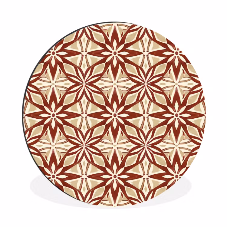 Wandcirkel - Aluminium - Bordeauxrood - Geometrisch - Tegel - Patroon — 1