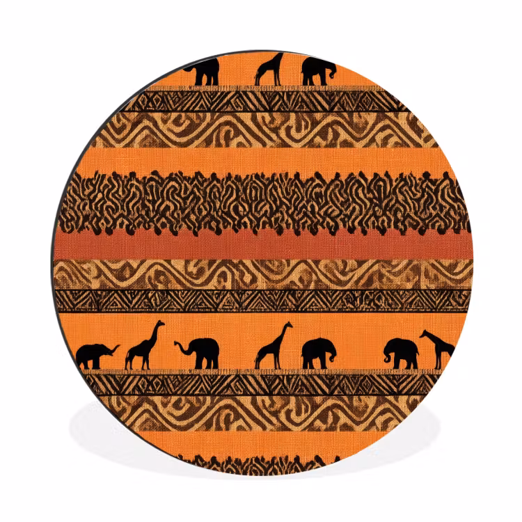 Wandcirkel - Aluminium - Oranje - Safari - Afrikaans - Dieren - Patroon — 1