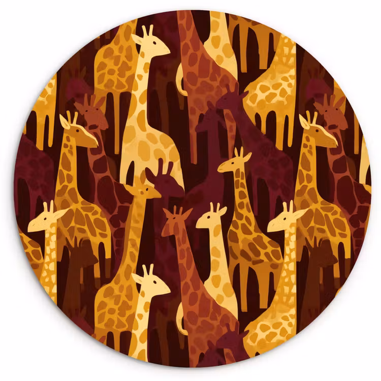 Wandcirkel - Glas - Bruin - Giraffen - Safari - Patroon — 1