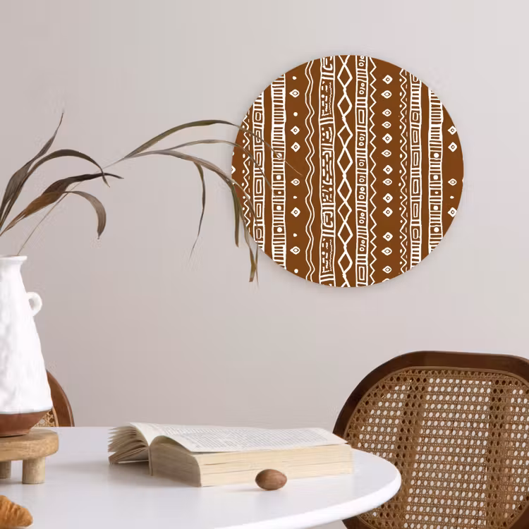 Wandcirkel - Glas - Chocoladebruin - Etnisch - Tribaal - Patroon — 4