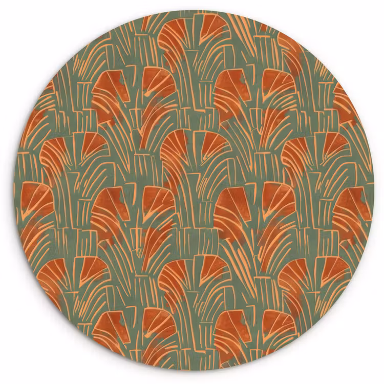 Wandcirkel - Glas - Groen - Terracotta - Deco - Waaiers — 1