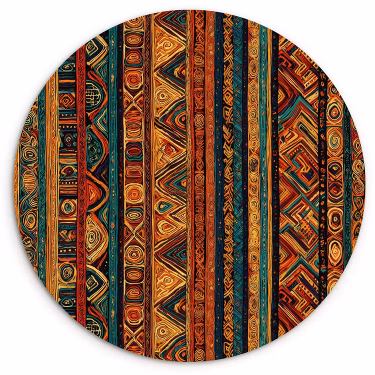 Wandcirkel - Glas - Kleurrijk - Etnisch - Folkloristisch - Patroon — 1