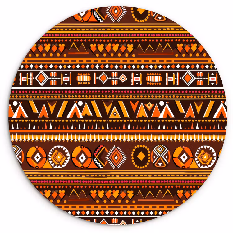 Wandcirkel - Glas - Oranje - Etnisch - Tribaal - Geometrisch - Patroon — 1