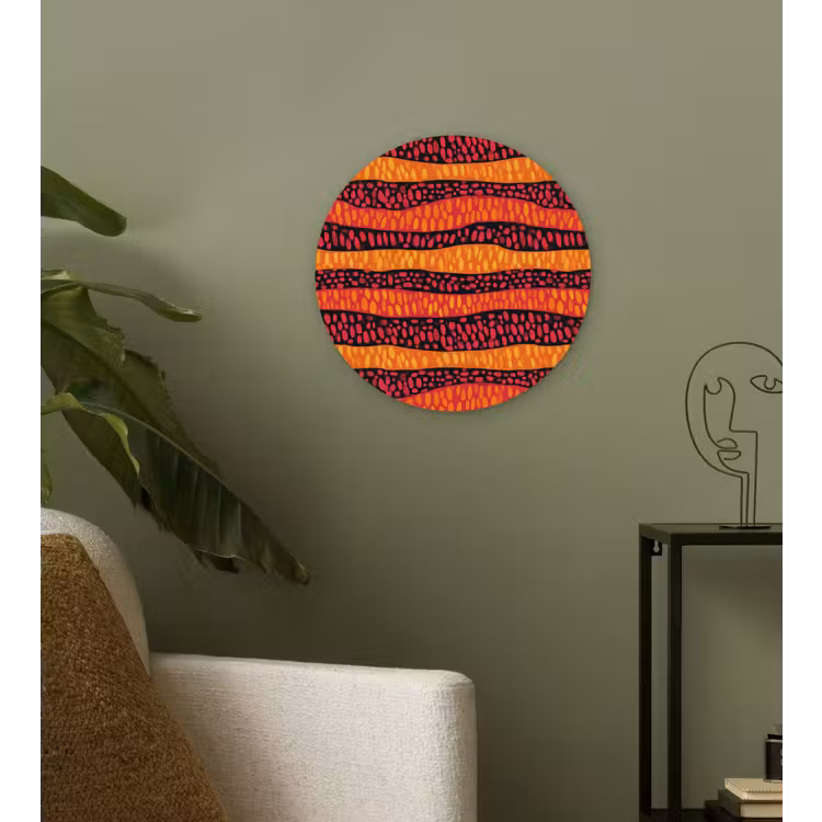 Wandcirkel - Glas - Oranje - Roze - Expressief - Patroon — 3