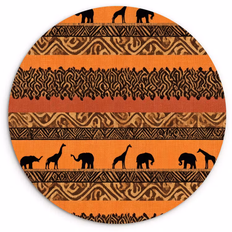 Wandcirkel - Glas - Oranje - Safari - Afrikaans - Dieren - Patroon — 1