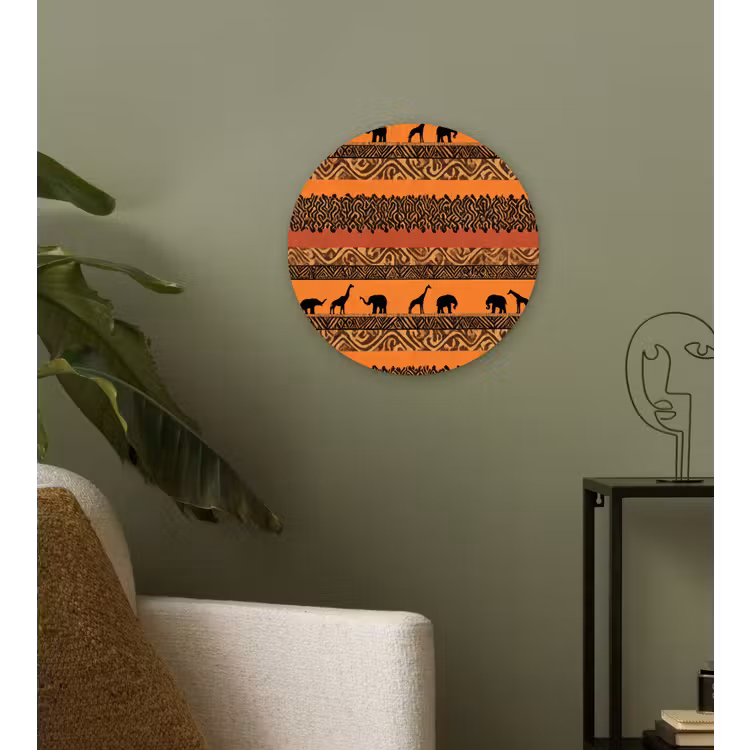 Wandcirkel - Glas - Oranje - Safari - Afrikaans - Dieren - Patroon — 3