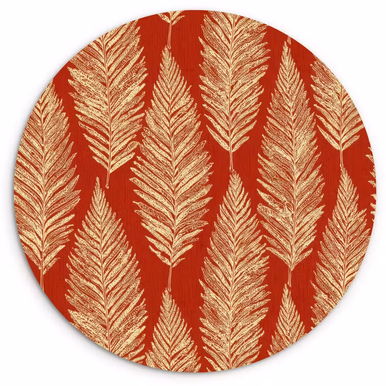 Wandcirkel - Glas - Rood - Botanisch - Varen - Patroon — 1