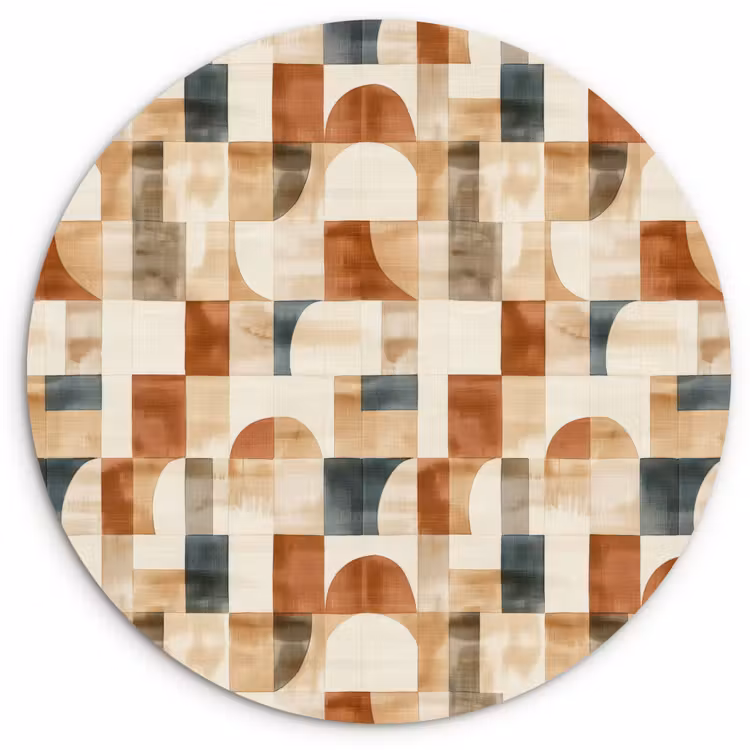Wandcirkel - Glas - Terracotta - Geometrisch - Aquarel - Textuur — 1
