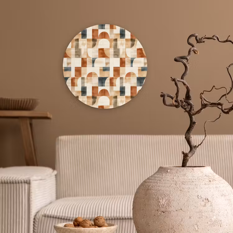 Wandcirkel - Glas - Terracotta - Geometrisch - Aquarel - Textuur — 2