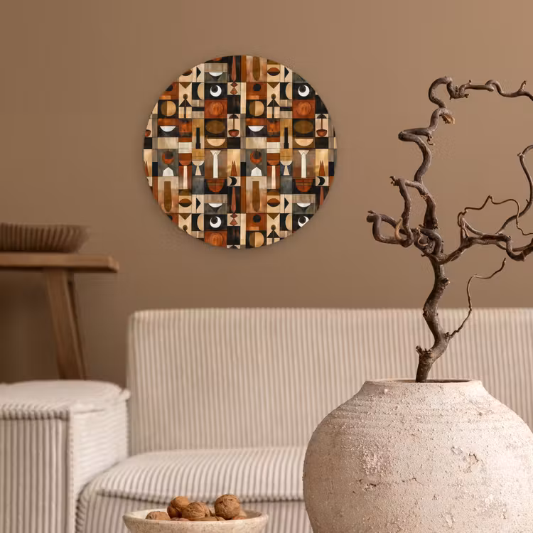 Wandcirkel - Glas - Terracotta - Geometrisch - Mid-Century - Patroon — 2