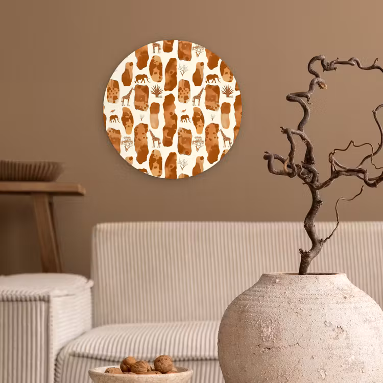 Wandcirkel - Glas - Terracotta - Safari - Dieren - Patroon — 2