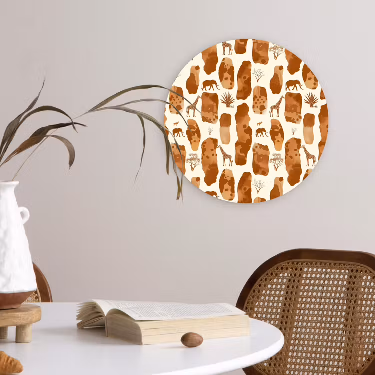 Wandcirkel - Glas - Terracotta - Safari - Dieren - Patroon — 4