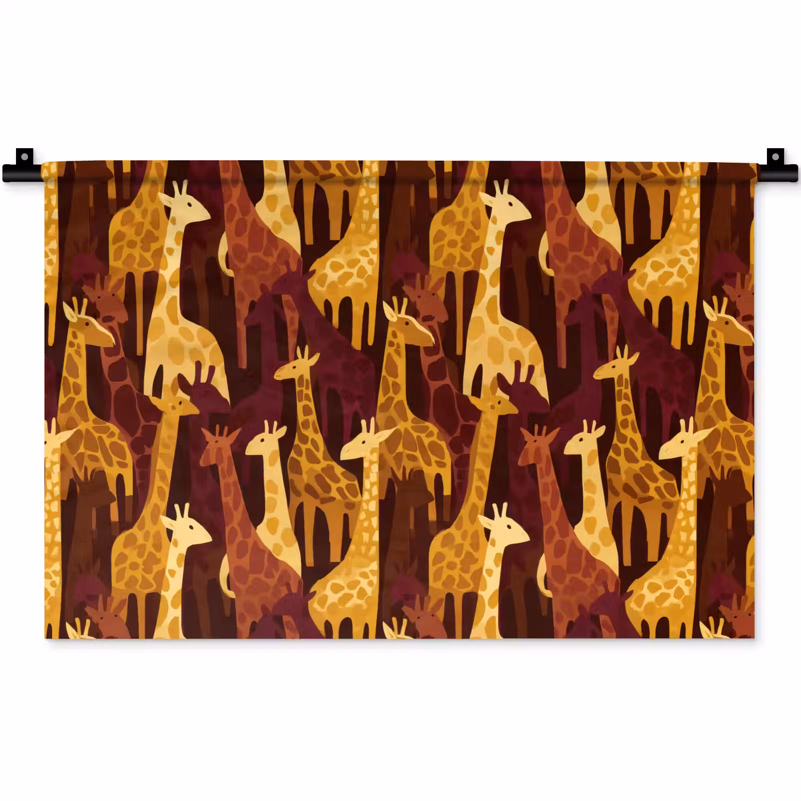 Wandkleed - Bruin - Giraffen - Safari - Patroon — 1