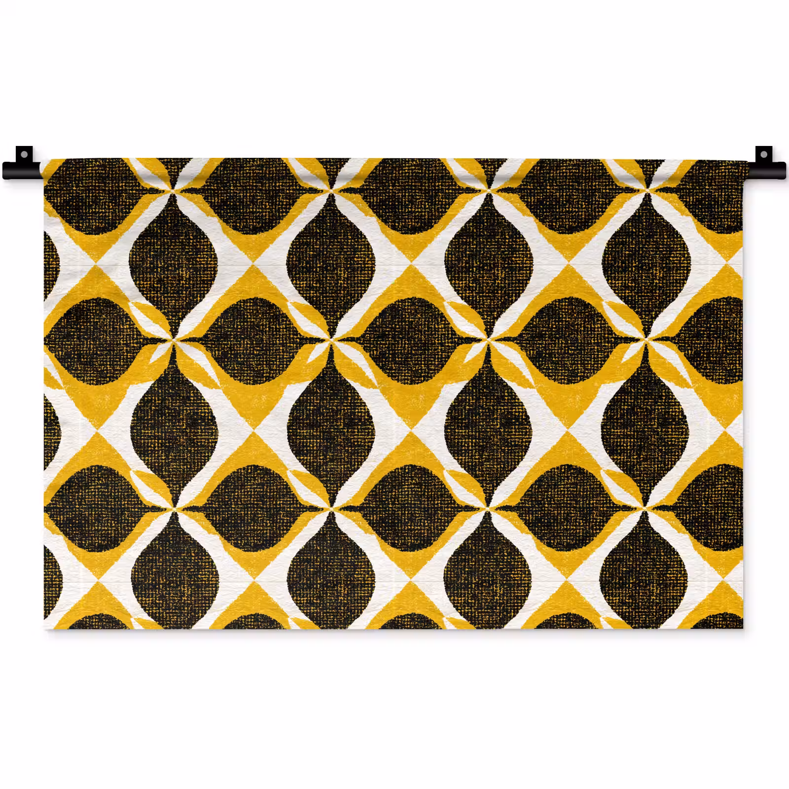Wandkleed - Geel - Zwart - Geometrisch - Retro - Textuur — 1