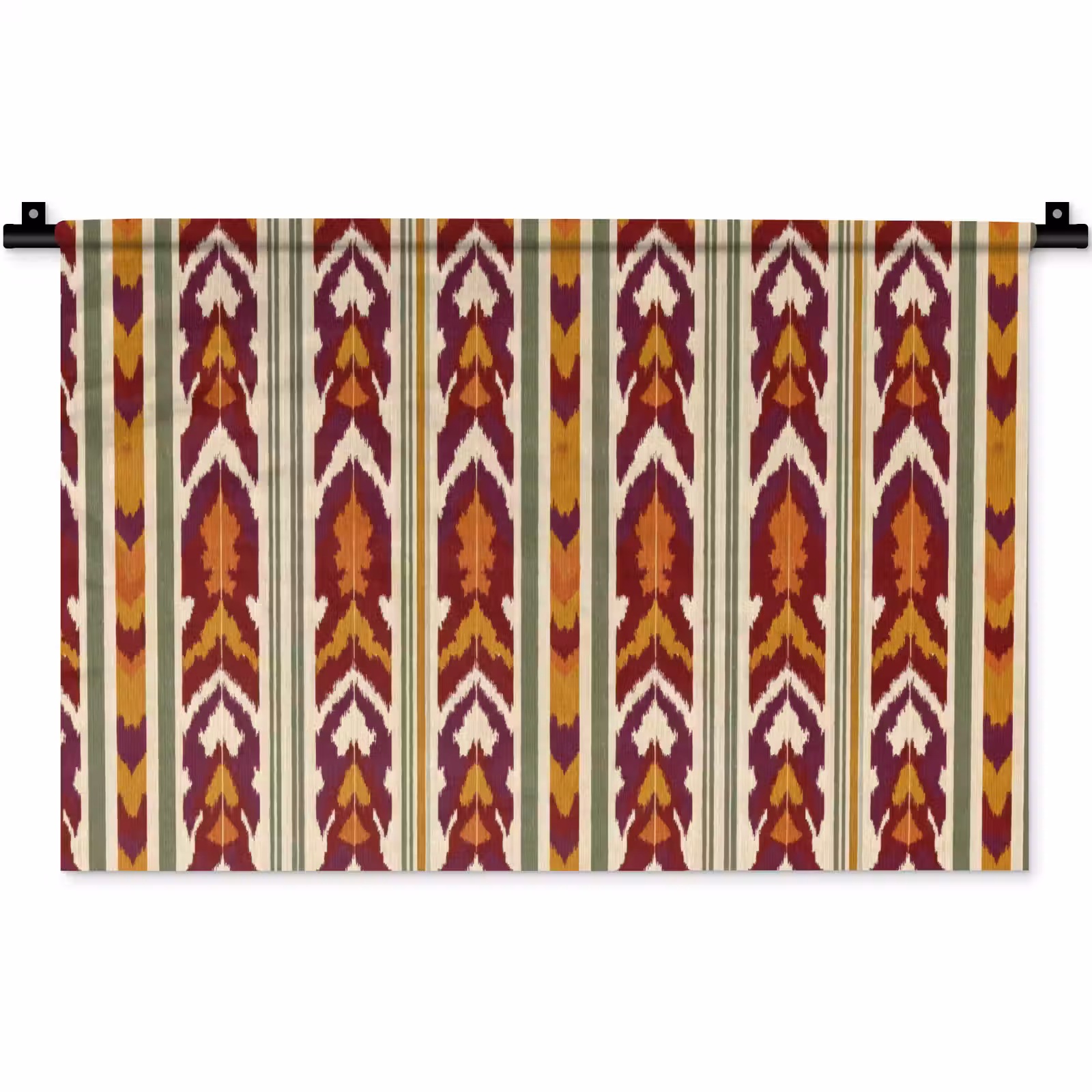 Wandkleed - Ikat - Bordeauxrood - Etnisch - Patroon — 1