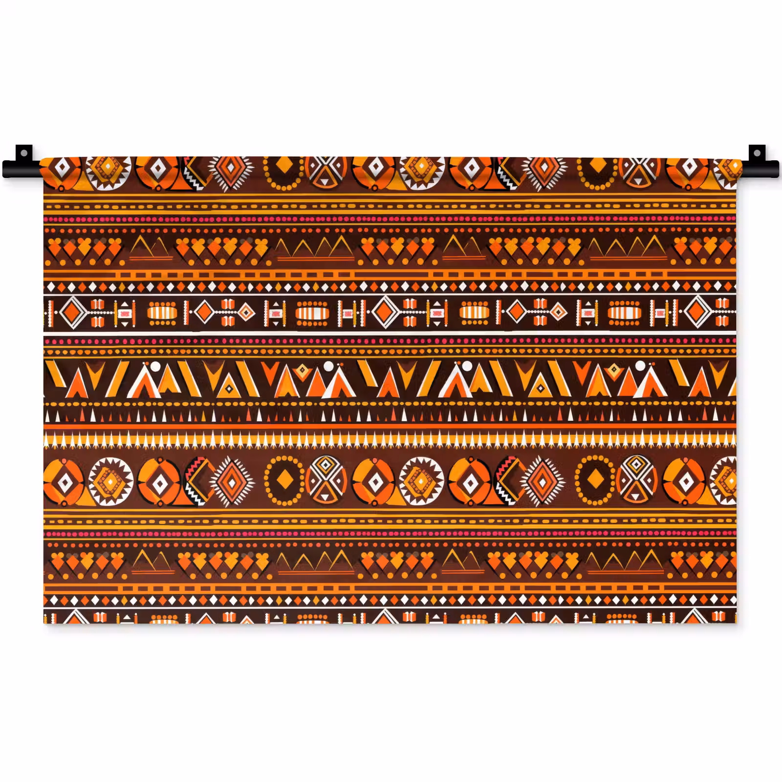 Wandkleed - Oranje - Etnisch - Tribaal - Geometrisch - Patroon — 1