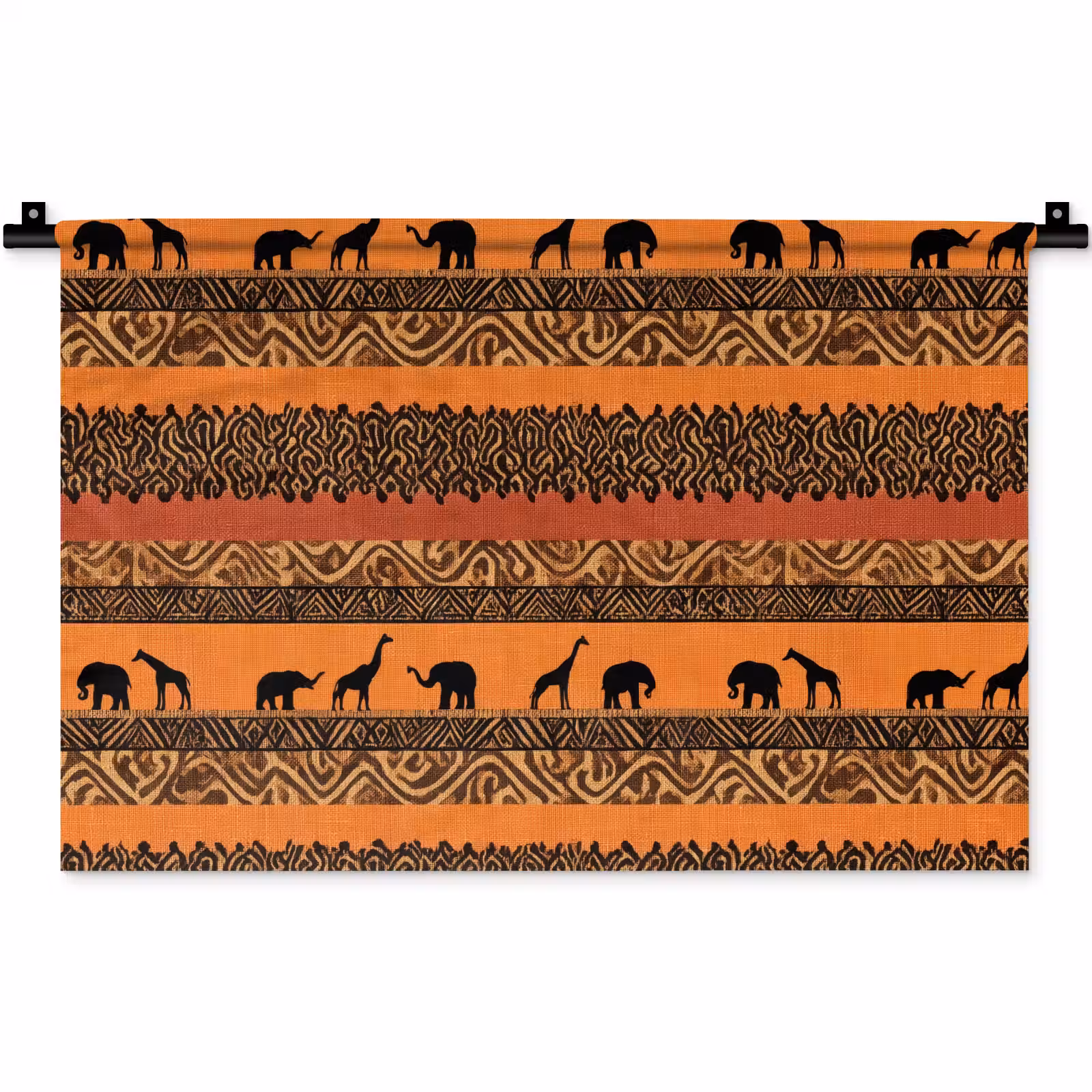 Wandkleed - Oranje - Safari - Afrikaans - Dieren - Patroon — 1