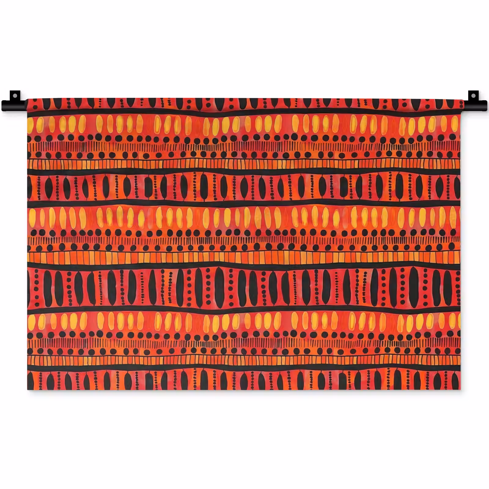 Wandkleed - Rood - Oranje - Etnisch - Expressief - Patroon — 1