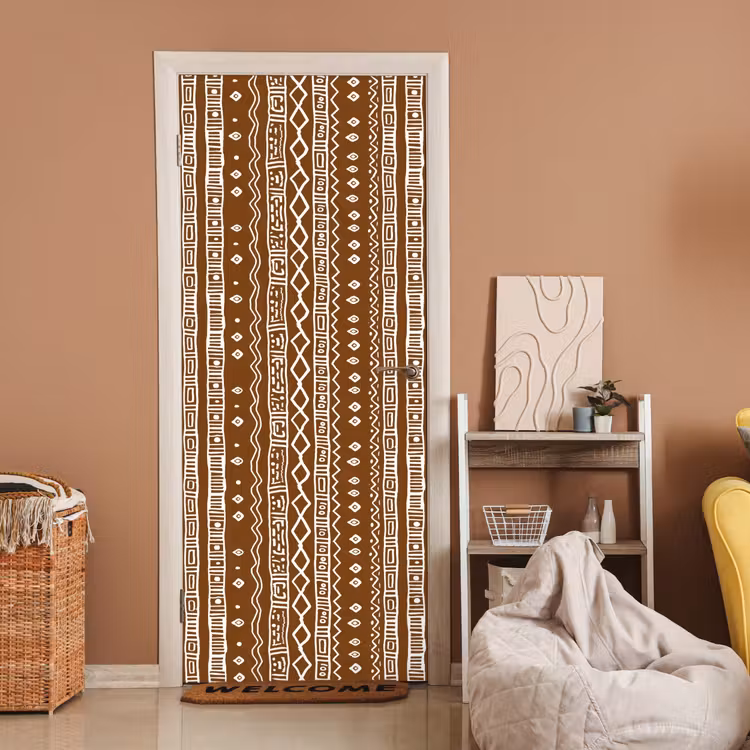 Deursticker - Chocoladebruin - Etnisch - Tribaal - Patroon — 2