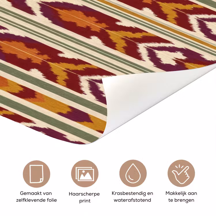 Deursticker - Ikat - Bordeauxrood - Etnisch - Patroon — 3