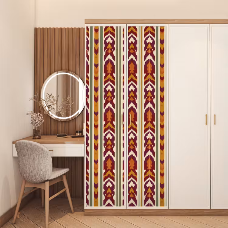 Deursticker - Ikat - Bordeauxrood - Etnisch - Patroon — 5