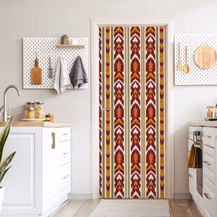 Deursticker - Ikat - Bordeauxrood - Etnisch - Patroon — 7