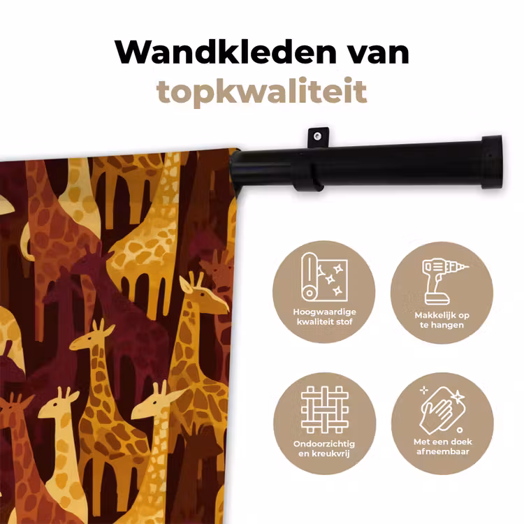 Wandkleed - Bruin - Giraffen - Safari - Patroon — 3