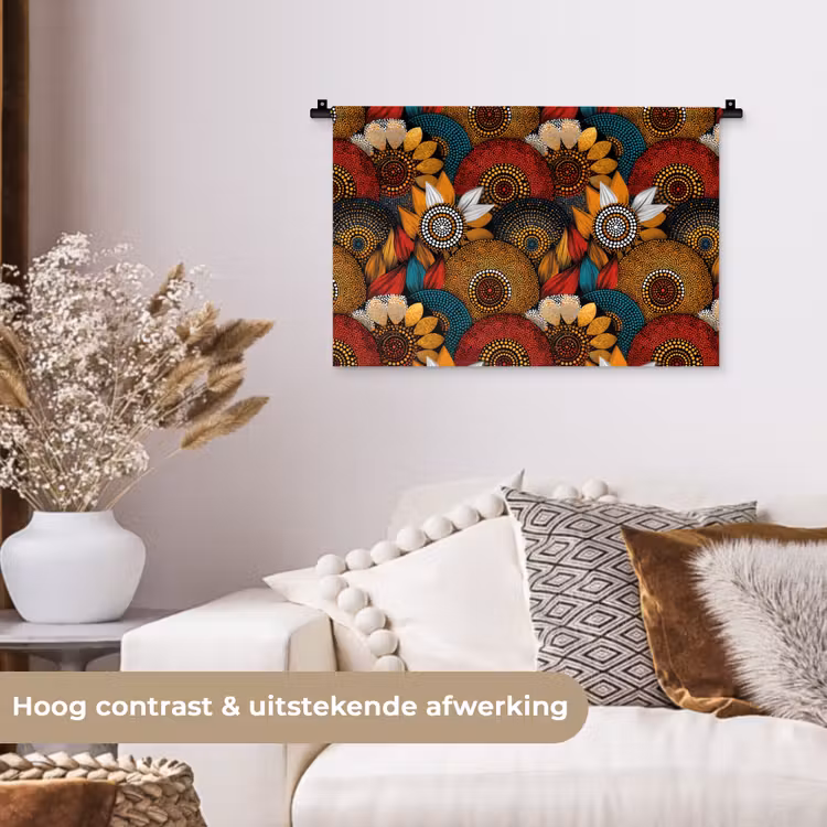 Wandkleed - Kleurrijk - Aboriginal - Dot Painting - Botanisch - Patroon — 4