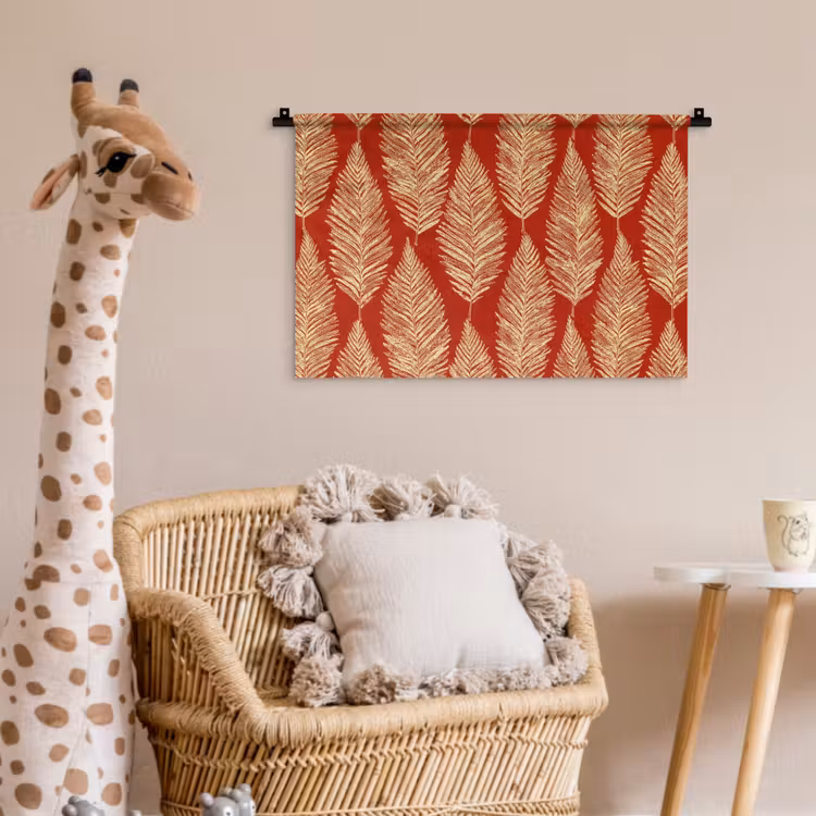 Wandkleed - Rood - Botanisch - Varen - Patroon — 5