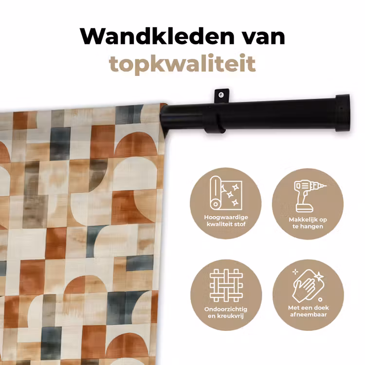 Wandkleed - Terracotta - Geometrisch - Aquarel - Textuur — 3