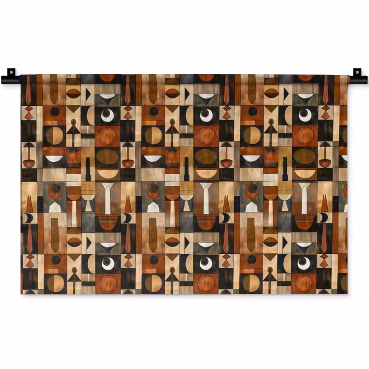 Wandkleed - Terracotta - Geometrisch - Mid-Century - Patroon — 1