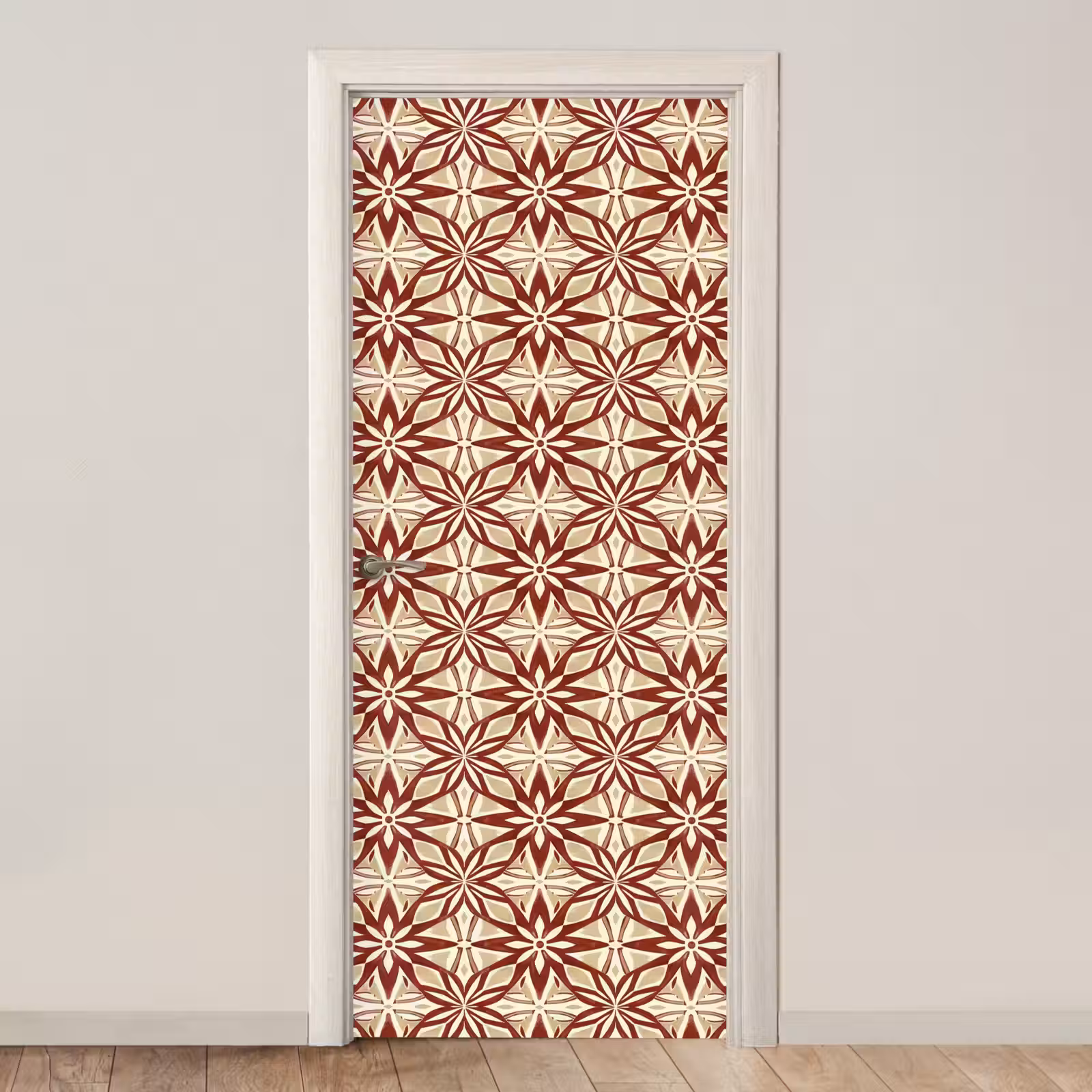 Deursticker - Bordeauxrood - Geometrisch - Tegel - Patroon — 1