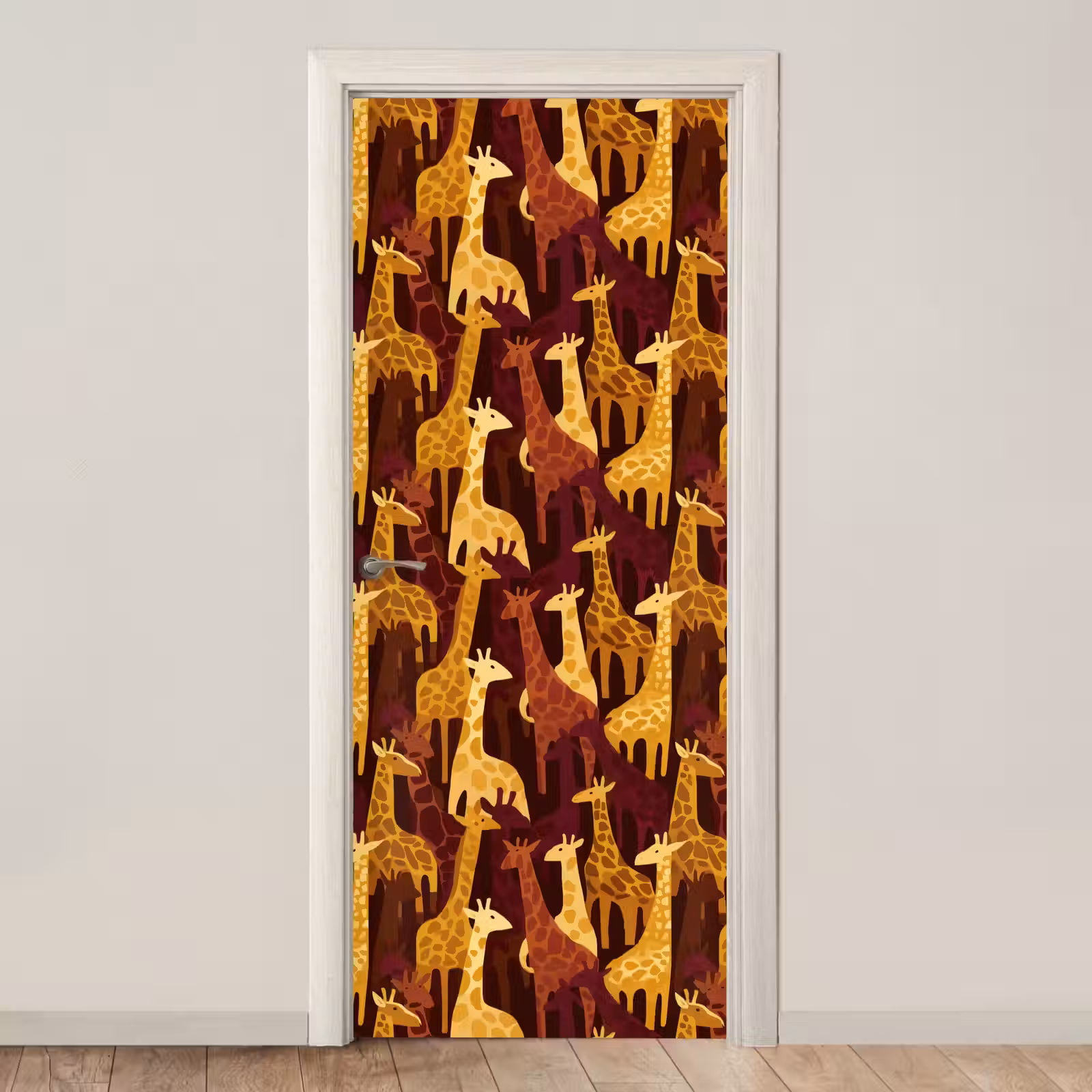 Deursticker - Bruin - Giraffen - Safari - Patroon — 1