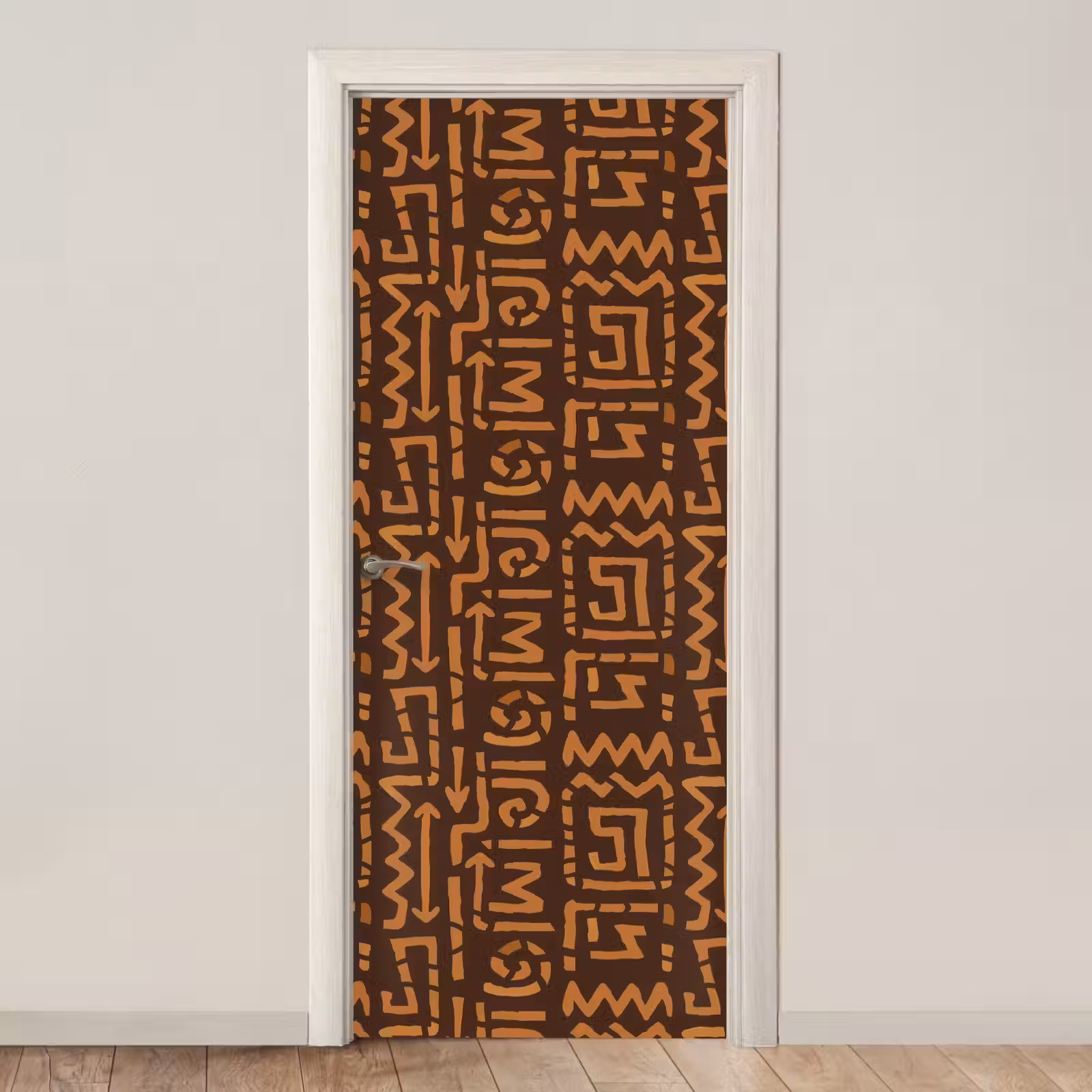 Deursticker - Chocoladebruin - Etnisch - Tribaal - Symbolen — 1