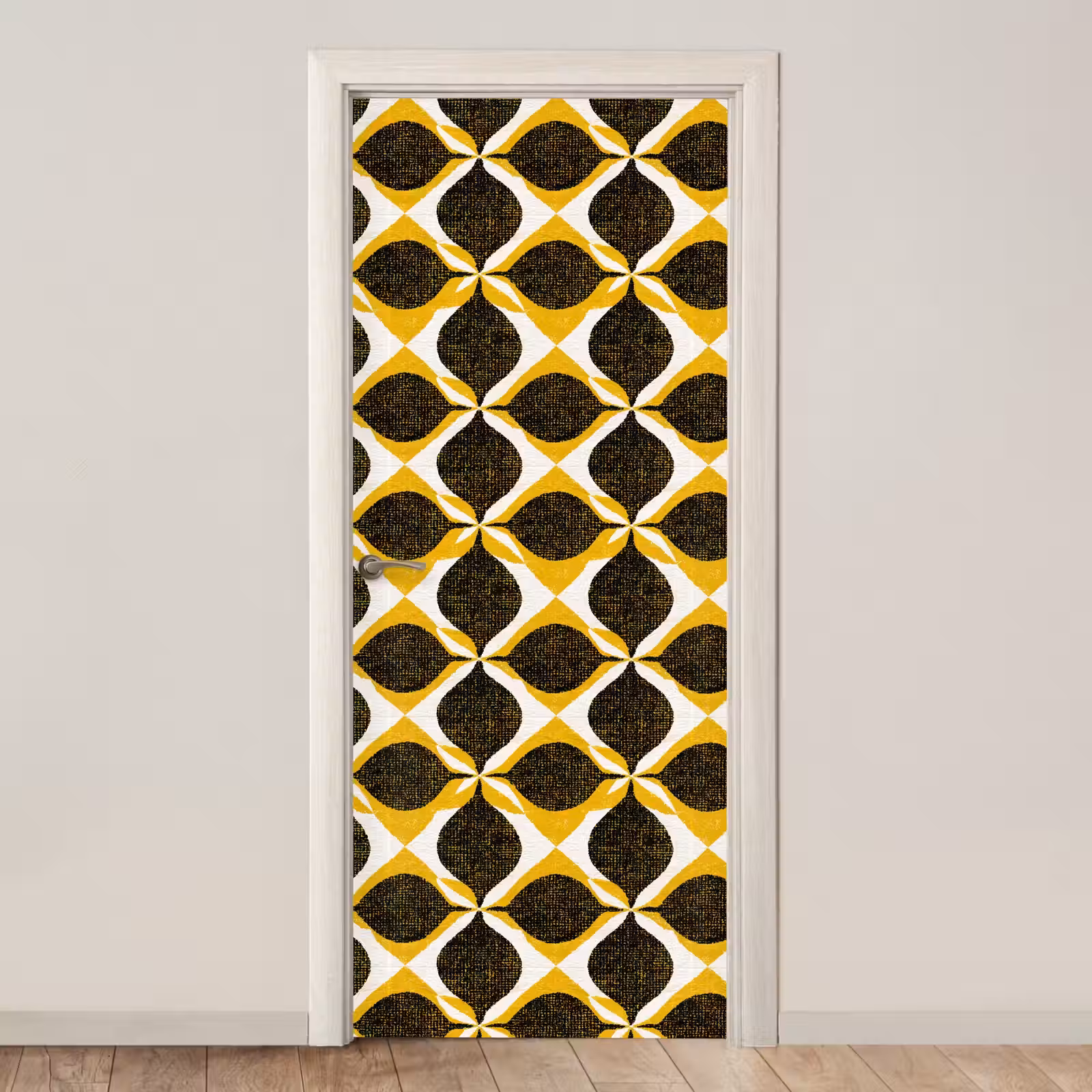 Deursticker - Geel - Zwart - Geometrisch - Retro - Textuur — 1