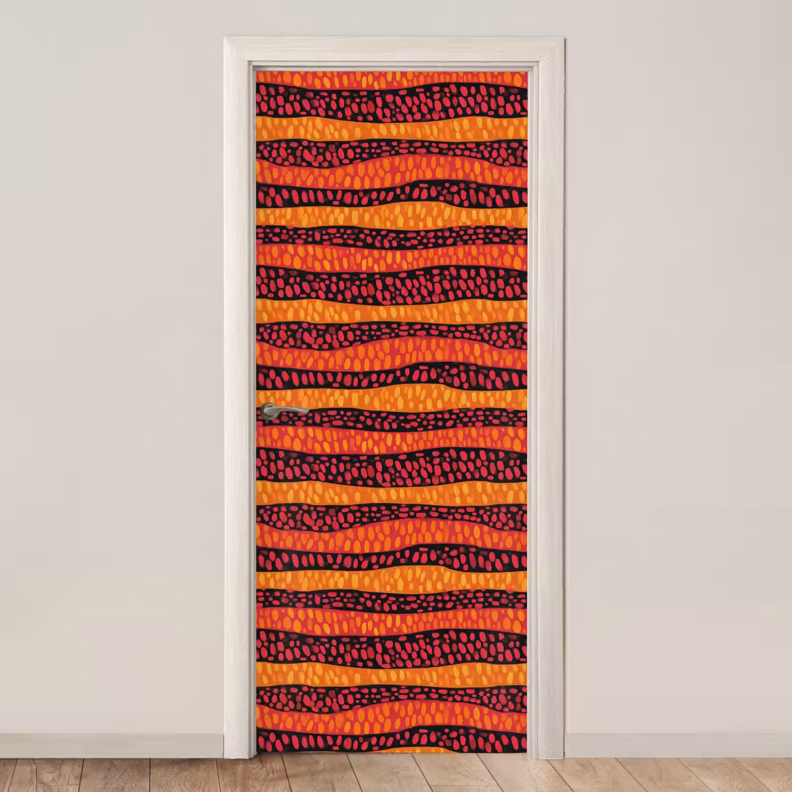 Deursticker - Oranje - Roze - Expressief - Patroon — 1