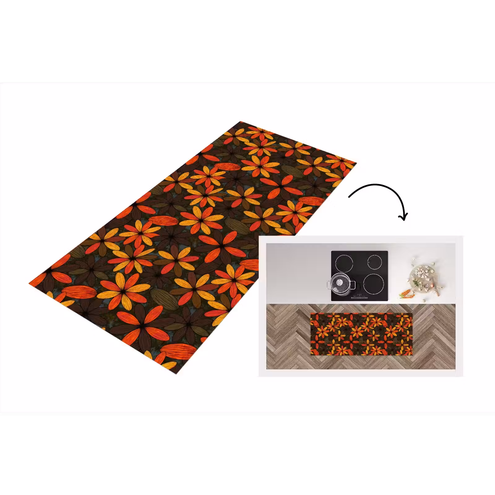 Keukenloper - Oranje - Retro - Bloemen - Herfst — 1