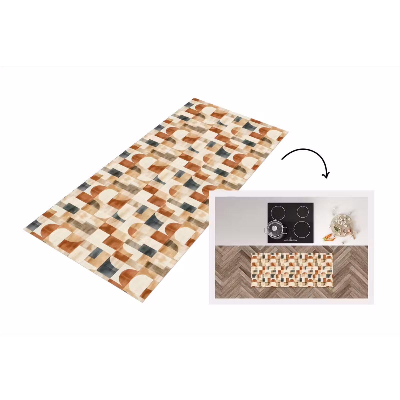 Keukenloper - Terracotta - Geometrisch - Aquarel - Textuur — 1