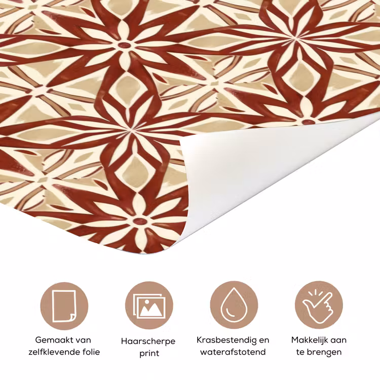 Deursticker - Bordeauxrood - Geometrisch - Tegel - Patroon — 3