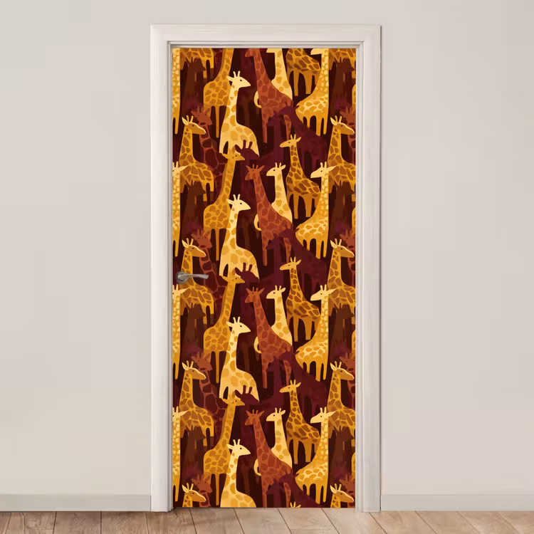Deursticker - Bruin - Giraffen - Safari - Patroon — 1
