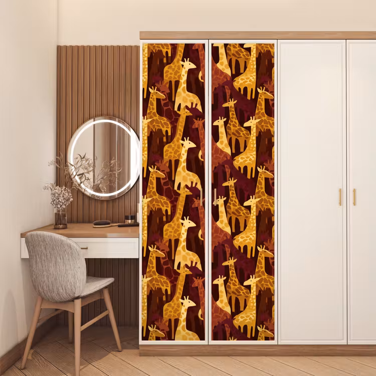Deursticker - Bruin - Giraffen - Safari - Patroon — 5