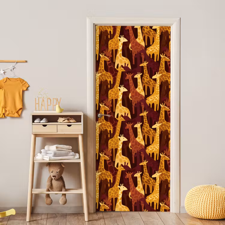 Deursticker - Bruin - Giraffen - Safari - Patroon — 6