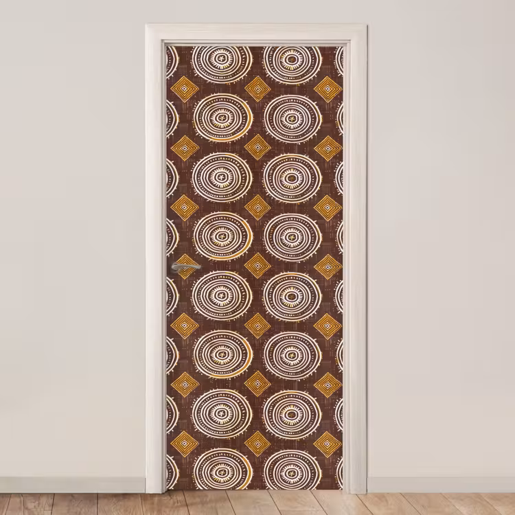 Deursticker - Chocoladebruin - Etnisch - Tribaal - Cirkels - Patroon — 1