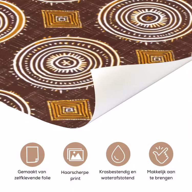 Deursticker - Chocoladebruin - Etnisch - Tribaal - Cirkels - Patroon — 3